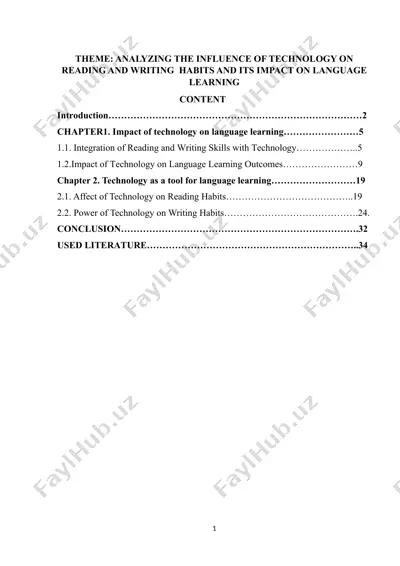 analyzing the influence of technology on reading and writing habits and its impact on language learning — DOCX