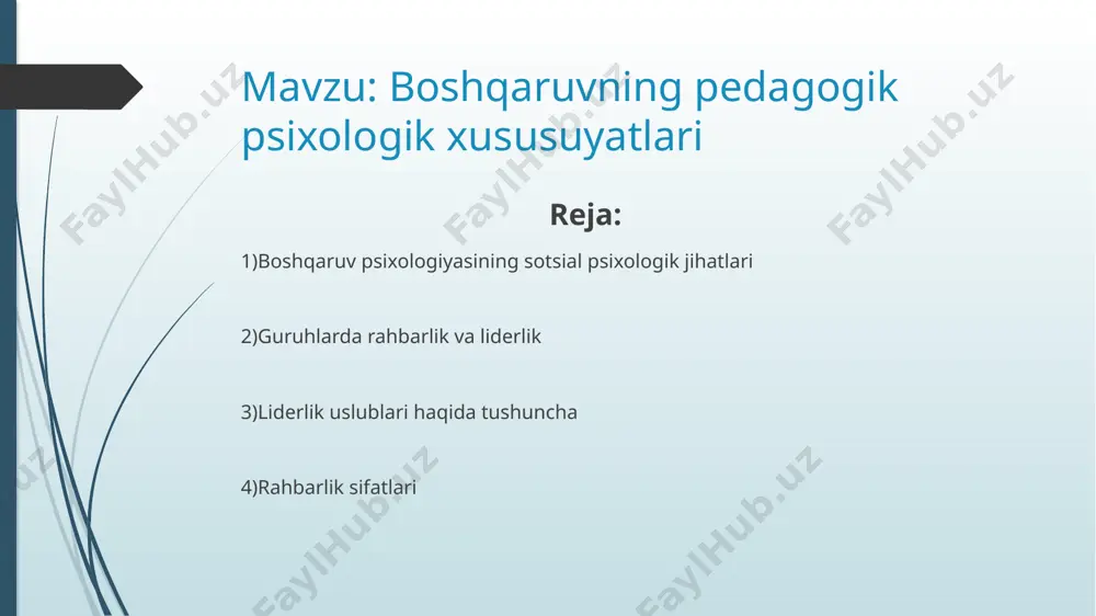 ag‘batlantirish usullaridan foydalanadi. kimga qay biri ma’qulligiga qarab, ba’zan xodimning ishga, burchga va mas’uliyatga munosabatini bilsa bo‘ladi. shunday qilib, boshqaruv jarayonining o‘zida ikki mihim jabhani farqlash mumkin: 1. ijtimoiy jabha – bu boshqaruvda asosan ma’murchilik yo‘lini nazarda tutadi. rahbar faqat ma’muriyat a’zosi, uning yetakchisi sifatida idrok etiladi. bunday rahbar tashkilot yoki muassasada boshqaruv apparati bo‘lishi shart bo‘lganligi bois mavjud bo‘lib, uning xodimlar bilan o‘zaro muloqoti ahamiyatga ega emas. xodimlar bunday sharoitda «falon yerda ishlayman» degan iborani ko‘proq ishlatishadi; 2. psixologik jabha – bu xodimlar tomonidan rahbarning yetakchiligi, ish-faoliyat mobaynida orttirgan obro‘si, nufuzi orqasidan ularga ta’sir ko‘rsata olish qobiliyatini nazarda tutadi. xodimlar o‘zaro «men falonchi rahbar bilan ishlayman» iborasini mamnuniyat bilan ta’kidlashadi1 to'liq boshqaruv tsikli to'rtta asosiy boshqaruv harakatidan iborat bo'lib, ularga muvofiq ta'lim tizimini boshqarishning asosiy funktsiyalari ajratiladi. ushbu turdagi boshqaruv harakatlari (rejalashtirish, tashkil etish, boshqarish va nazorat qilish) birgalikda to'liq boshqaruv tsiklini tashkil qiladi - maqsadlarni belgilashdan ularni amalga …