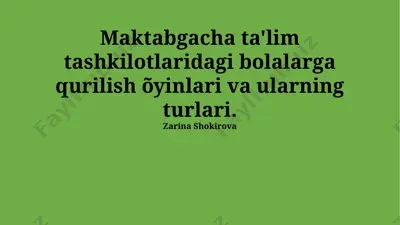 qurilish o'yinlari — PPTX