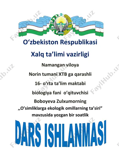 o'simliklarga ekologik omillarning ta'siri — DOCX