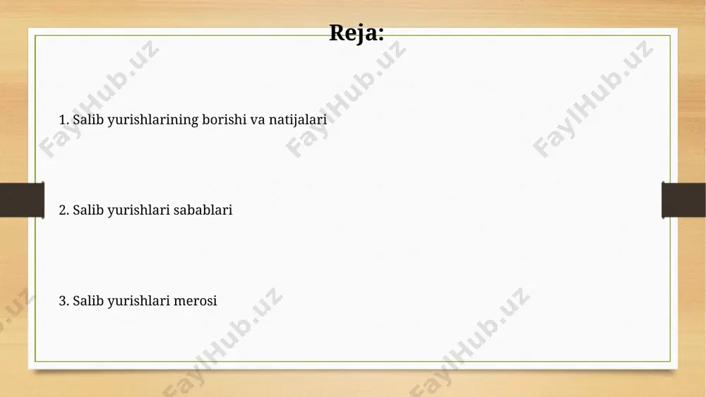 ettimchi salib yurishi 1248-1254 yillar oraligʻida boʻlib oʻtgan boʻlib, misrning doxa shahriga qarshi amalga oshirilgan, ammo salibchilarning magʻlubiyati bilan yakunlangan. salib yurishlarining ijobiy tomonlari salib yurishlari natijasida yevropa va yaqin sharq o'rtasidagi savdo aloqalari yaxshilandi, 12-asrda venetsiya va genuya kabi shaharlarning iqtisodiyoti sezilarli darajada o'sdi. salib yurishlari davrida yevropadan yaqin sharqqa ko'plab yangi texnologiyalar va g'oyalar tarqaldi, misol uchun, arab raqamlari va kompas yevropaga shu davrda kirib keldi. salib yurishlari: kirish salib yurishlarining asosiy sabablaridan biri vizantiya imperiyasining musulmonlarga qarshi yordam so‘rab murojaat qilishi va anadolu hududlaridagi turk-saljuqiylarga qarshi kurash edi. 1096-yilda boshlangan birinchi salib yurishi, quddusni musulmonlardan qaytarib olish maqsadini ko‘zlab, g‘arbiy yevropaning turli mamlakatlaridan 100 mingdan ortiq odamni jalb etdi. bolalar salib yurishi ushbu salib yurishiga rahbarlik qilgan nikolay ismli yosh bola, bolalar armiyasini o'ziga jalb qilish uchun mo''jizaviy qobiliyatlarini va'da qildi. ularning ko'pchiligi dengizda halok bo'lgan yoki qullikka sotilgan. bolalar salib yurishi, kattalar salib yurishlaridan farqli o'laroq, …