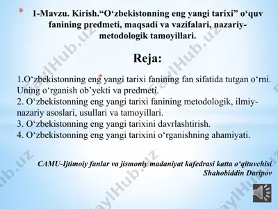o‘zbekistonning eng yangi tarixi — PPTX