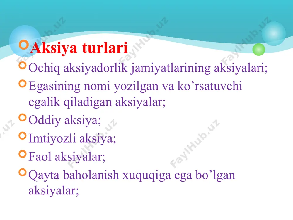 aksiyalar bozori va uning qo‘llanilish xususiyatlari - Page 5