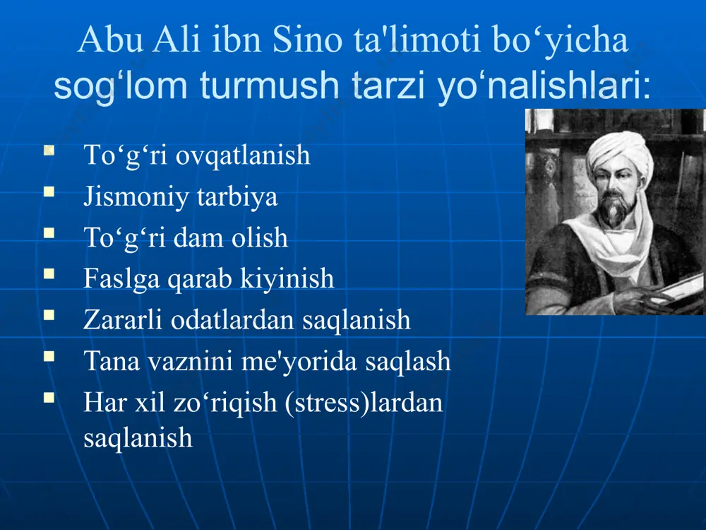 lishni chegaralaysizmi? (ha-1 ball, yoʻq-0 ball) xobbiyingiz bormi? (ha-1 ball, yoʻq-0 ball) siz sogʻlom turmush tarziga qanchalik amal qilasiz? suyukli insoningiz bormi? (ha-1 ball, yoʻq-0 ball) koʻp zerikasizmi? (ha-0 ball, yoʻq-1 ball) sogʻligingiz uchun xavfli boʻlgan sport turlari bilan shugʻullanasizmi? (ha-0 ball, yoʻq- 1 ball) chekasizmi? (ha-0 ball, yoʻq-1 ball) alkogolni koʻp iste'mol qilasizmi? (ha-0 ball, yoʻq-1 ball) siz sogʻlom turmush tarziga qanchalik amal qilasiz? vazningiz me'yoridami? (ha-1 ball, yoʻq-0 ball) arzimagan narsadan tez xavotirga tushasizmi? (ha-0 ball, yoʻq-1 ball) har kuni ertalab jismoniy mashqlar bajarasizmi? (ha-1 ball, yoʻq-0 ball) uyqudan oldin uxlatadigan dori ichasizmi? (ha-0 ball, yoʻq-1 ball) qon bosimingizni tekshirib turasizmi? (ha-1 ball, yoʻq-0 ball) agar siz 14-15 ball yiqqan boʻlsangiz, demak haqiqatdan ham sogʻlom turmush tarzini olib borasiz, agar kam boʻlsa, hayot tarzingizni oʻzgartirishingiz lozim. e'tiboringiz uchun raxmat image1.png image2.png image3.png image4.png image5.png image6.png image7.png image8.png image9.png image10.png image11.png image12.png image13.png image14.png image15.png image16.png image17.jpeg image18.png image19.png …
