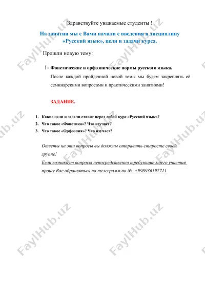 vvedeniye v disciplinu «russkiy yazyk» — DOCX