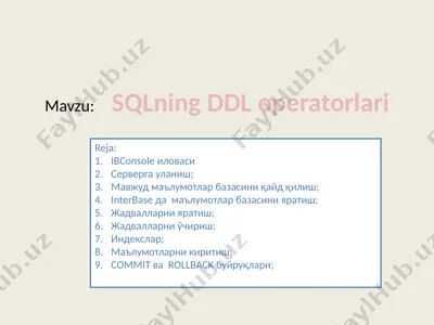 sqlning ddl operatorlari — PPTX