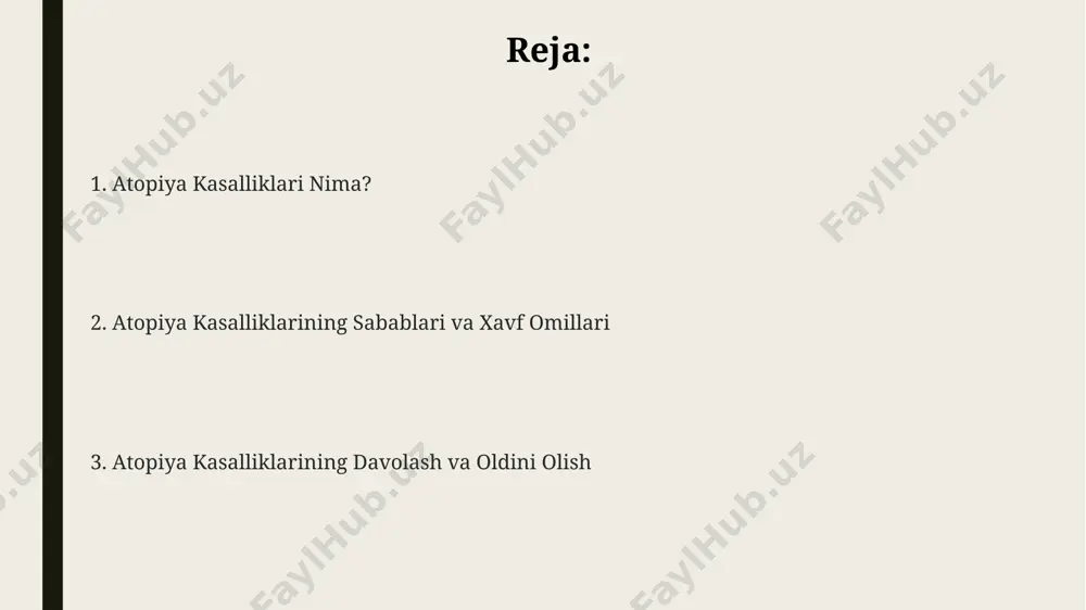 u esa allergik reaksiyalar, masalan, ekzema, astma va allergik rinitning rivojlanishiga olib keladi atopiya kasalliklari irsiy moyillikni o'z ichiga olgan surunkali yallig'lanish kasalliklari guruhi bo'lib, taxminan 20-30% bolalarda va 10-20% kattalarda uchraydi, ige antitellarining yuqori darajasini va teri, nafas olish yo'llari yoki ovqat hazm qilish tizimlarining shikastlanishini keltirib chiqaradi. atopiya kasalliklarining alomatlari atopiya dermatitining og'irligi individualdir va 1 dan 10 gacha bo'lgan scorad ballari bilan baholanadi, bu esa davolash strategiyasini aniqlashga yordam beradi. o'pka astmasi, allergik rinit va ekzema kabi atopiya kasalliklarining birgalikda uchrash ehtimoli yuqori bo'lib, bemorlarda 3 dan ortiq alomat kuzatilishi mumkin. atopiya kasalliklarining 50% dan ortig'i 5 yoshgacha bo'lgan bolalarda uchraydi, bu davrda teri toshmalari, qichishish va quruq teri kabi alomatlar namoyon bo'ladi. atopiya kasalliklarini davolash atopiya dermatitini davolashda topikal kortikosteroidlar, masalan, gidrokortizon 1% yoki betametazon 0,1%, yallig'lanishni kamaytirish uchun keng qo'llaniladi, ammo uzoq muddatli foydalanish terining yupqalashishiga olib kelishi mumkin. og'ir atopiya kasalliklarida, masalan, og'ir ekzema …