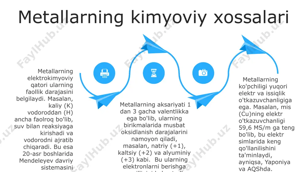ravishda ortadi. olij nodir gazlar yer atmosferasida juda kam miqdorda uchraydi; masalan, argon atmosferaning taxminan 1% ni tashkil qiladi, qolganlari esa ancha kamroq. ular asosan havoni fraksiyonlash orqali olinadi. ushbu gazlarning elektron qobiqlari to'liq to'lgan bo'lib, bu ularning kimyoviy jihatdan juda inertligini, ya'ni boshqa elementlar bilan birikishga moyilligining pastligini bildiradi. masalan, 18-guruhda joylashgan. fosfor guruhi surma (sb), fosfor guruhiga mansub metallmas element, antimonit (sb2s3) rudasi shaklida, masalan, xitoy va janubiy amerika kabi mamlakatlarda katta konlarda uchraydi. uning erish nuqtasi 630.5 °c atrofida. fosforning o'zi tabiatda uch xil allotropik shaklda uchraydi: qizil fosfor, oq fosfor va qora fosfor. ularning fizik xossalari, masalan, zichligi va erish nuqtalari, sezilarli darajada farq qiladi. fosfor guruhi elementlari, masalan, fosfor (p), arsen (as), surma (sb) va vismut (bi), davriy jadvalning 15-guruhiga kiradi va ularning elektron konfiguratsiyasi valentlik qatlamida 5 ta elektron mavjudligini ko'rsatadi. 06 05 04 03 02 azot guruhi 01 02 azot guruhi elementlari, 15-guruhda …