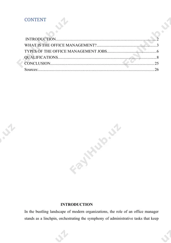 , and guiding and coordinating the activities of office personnel to achieve business goals. these activities are evaluated and adjusted to improve and maintain efficiency, effectiveness, and productivity. the focus of this definition is on the personnel because the road to an efficient workplace is paved with hardworking, efficiently managed individuals. office managers are often responsible for desk space, supplies, office or administrative budget, staff training, arranging travel, and managing other facility staff. a successful office manager in any field must understand the behavior and needs of their employees, so they can learn how to best motivate their workers with the appropriate incentives. office management is used within various fields, although there are many similarities across the board. each office management job contains specific aspects that set them apart from the rest. the success of a business depends upon the efficiency of its office. the volume of paper work in …