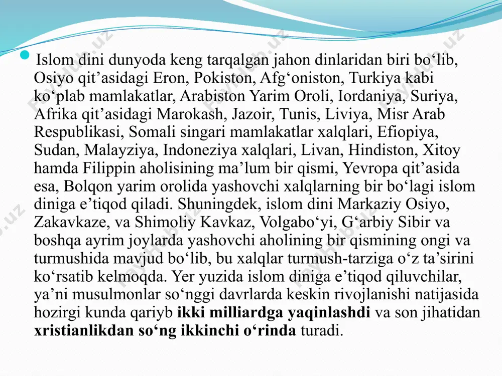 ana shu ikki avloddan barcha arab qabilalari tarqalgan. arabiston yarim orolining makka, madina, toif, xaybar singari bir qancha eng muhim shaharlarini o‘z ichiga olgan qismini qadimdan hijoz deb atalgan. bu yarim orolning katta qismida islom vujudga kelguniga qadar «ko‘pxudolilik» e’tiqodi hukm surardi. qadimgi arablarning diniy tasavvurlari jumlasiga totemizm, fetishizm, animizm elementlari va o‘tmish ajdodlar ruhiga sig‘inishni kiritish mumkin. totemizmning yaqqol dalili sifatida ko‘pgina qabilalarning nomlarini keltirish kifoya: asad “arslon”, kalb “it”, bakr “butaloq”, sa’lab “tulki”, zi’b “bo‘ri” va h.k. barcha somiy xalqlarga xos bo‘lgan samoviy jismlarga sig‘inish, ya’ni astral kultlar arablar orasida ham keng tarqalgan edi. bu haqda makka ka’basida joylashgan «qora tosh» (al-hajar al-asvad) ham dalolat beradi. arabistonda har xil xudolarning timsoli – sanamlar kulti bir vaqtda paydo bo‘lgan emas. ular uzoq vaqt shakllanganlar. biroq, keyingi davr islom tarixchilarning xabar berishlariga qaraganda, arabistonga dastavval sanam keltirgan va unga ibodat qilishni targib qilgan shaxs amr ibn luhay ismli kishi bo‘lgan. …