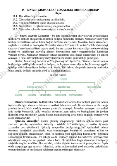 xizmatlar sohasida innovatsiyalar — DOCX