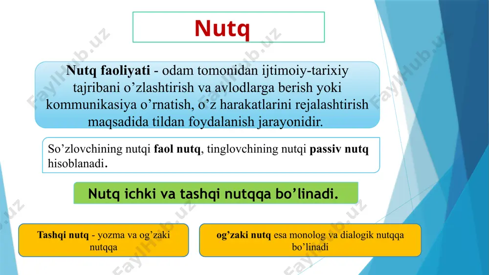 etishdan iborat. muloqotning perseptiv jihati muloqot jarayonida oʻzaro bir-birini idrok qilish orqali tushunishdir. muloqotning turli shakllari va bosqichlari mavjud: dastlabki bosqich –odamning o`z-o`zi bilan muloqotidir. t. shibutani «ijtimoiy psixologiya» kitobida «agar odam ozgina bo`lsa ham o`zini anglasa, demak, o`z-o`ziga ko`rsatmalar bera oladi»,-deb yozgan edi. ikkinchi bosqichi boshqalar bilan muloqot ! ikkinchi bosqichi: boshqalar bilan muloqotdir. odamning o`z-o`zi bilan muloqoti aslida uning boshqalar bilan muloqotining xarakterini va hajmini belgilaydi. agar odam o`z-o`zi bilan muloqot qilishni odat qilib olib, doimo jamiyatdan o`zini chetga tortib yursa, demak, u boshqalar bilan suhbatlashishda jiddiy qiyinchilikni boshidan kechiradi deyish mumkin. uchinchi bosqich: avlodlar o`rtasidagi muloqot. bu muloqot tufayli har bir jamiyatning o`z madaniyati, madaniy boyliklari, qadriyatlari mavjud bo`ladiki, buning ahamiyatini tushungan insoniyatning eng ilgor vakillari uni doimo keyingi avlodlar uchun saqlab keladilar hamda ta’lim-tarbiya va kundalik muloqot jarayonida uni avloddan-avlodga uzatadilar har qanday muloqot rasmiy yoki norasmiy bo`ladi. odamlarning asl tabiatiga mos bo`lgani uchun ham norasmiy …
