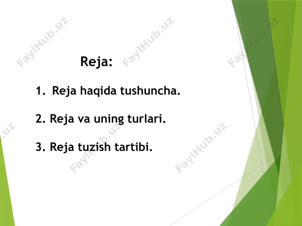 tlikda ochib beruvchi so‘roq gaplar yordamida tuzing; har bir axborot markazi bitta savolga to'g'ri keladi va har bir keyingi savol oldingi bilan bog'liq. nominativ (nominativ) rejada nominativ jumlalar qo'llaniladi, ularda asosiy a'zo (predmet) ot yoki nutqning substantiv qismi (sifat, díêprikmetnik) bilan faqat nominativ hol shaklida ifodalanadi. e’tiboringiz uchun rahmat ! /docprops/thumbnail.jpeg