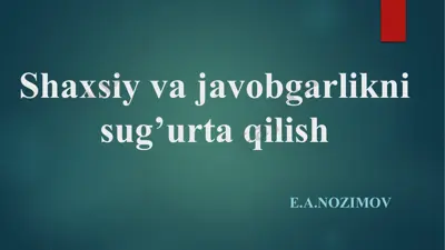 shaxsiy vajavobgarlikni sug‘urta qilish — PPTX