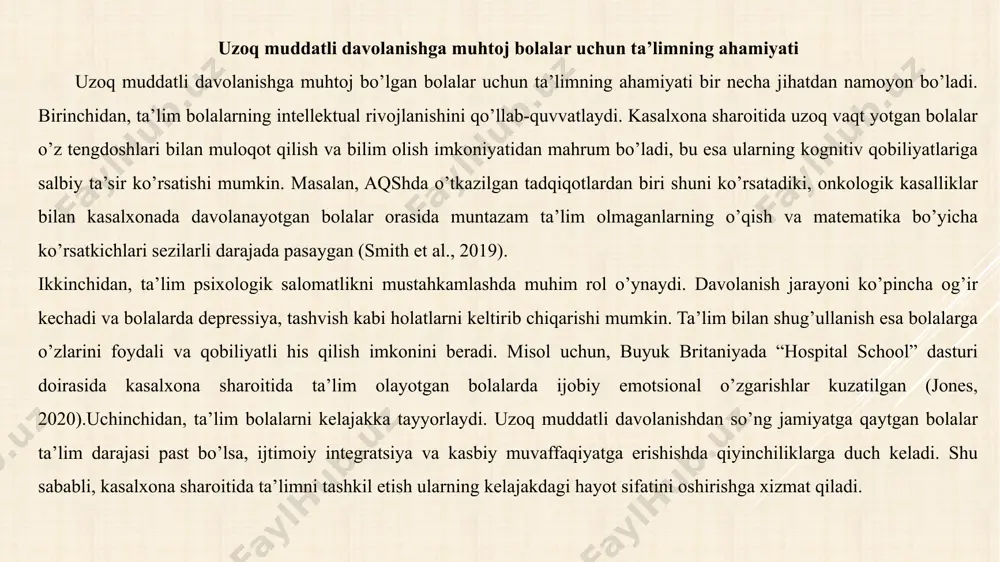 tibbiyot muassasalari dasturiy uzoq muddatli davolanishga mo'ljallangan bolalar ta'limi - Page 5