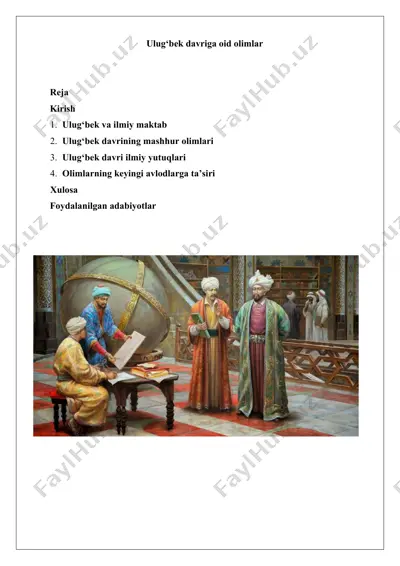 ulug‘bek davriga oid olimlar — DOCX
