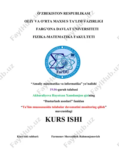 dasturlash asoslari kurs ishi — DOC