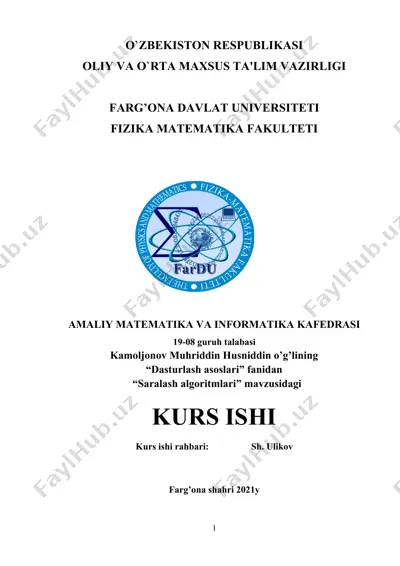 "saralash algoritmlari" — DOCX
