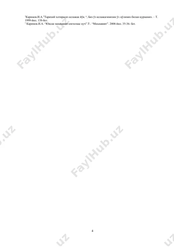 `z shaxsiy manfaati, huzur-xalovatidan kechib, el-ulus manfaati, yurtimizni taraqqiy toptirish maqsadida amalga oshirgan ezgu ishlari avlodlar xotirasidan aslo o`chmaydi7. prezident islom karimov ta`lim va tarbiya hususida “ta'limni tarbiyadan, tarbiyani esa ta'limdan ajratib bo`lmaydi - bu sharqona qarash, sharqona hayot falsafasi. bu haqda fikr yuritganda, men abdulla avloniyning "tarbiya biz uchun yo hayot - yo mamot, yo najot - yo halokat, yo saodat - yo falokat masalasidir" degan chuqur ma'noli so`zlarini eslayman. buyuk ma'rifatparvar bobomizning bu so„zlari asrimiz boshida millatimiz uchun qanchalar muhim va dolzarb bo`lgan bo`lsa, hozirgi vaqtda ham biz uchun shunchalik, balki undan ham ko`ra muhim va dolzarb ahamiyat kasb etadi” 8 degan edi. sho„rolar hukmronligi davrida bazi tarixchilar jadidlar va yosh xivaliklarning aniq bir dasturi bo`lmagan, deb davo qiladilar. bu fikr noto„g„ri. yosh xivaliklar partiyasining rahbari polvonniyoz xoji yusupov “xotiralari” asaridan, uning ruscha tarjimasidan o`z ilmiy ishlarida foydalangan bir qator tarixchilar, jumladan g„. g.nepesov, k.muhammadberdiyev, m. v.pogorolskiy, 5 …