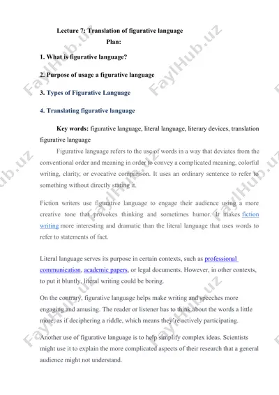 figurativ tillarning tarjimasi — DOCX