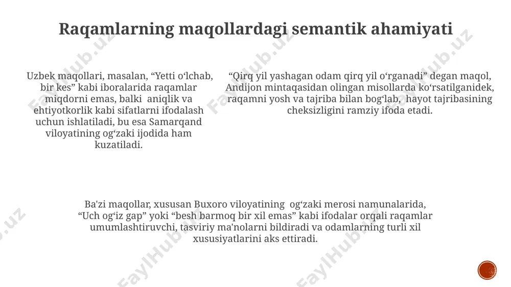 son va raqam qatnashgan o'zbek xalq maqollarini oʻrganish - Page 5