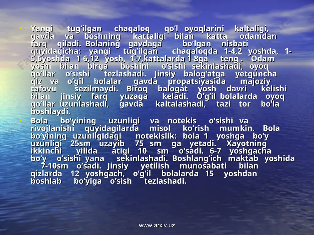 bolalar o’sishi va rivojlanishining umumiy qonunlari - Page 5