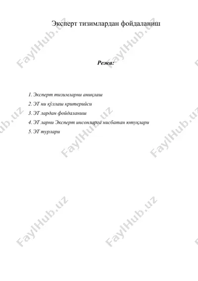эксперт тизимлардан фойдаланиш — DOCX