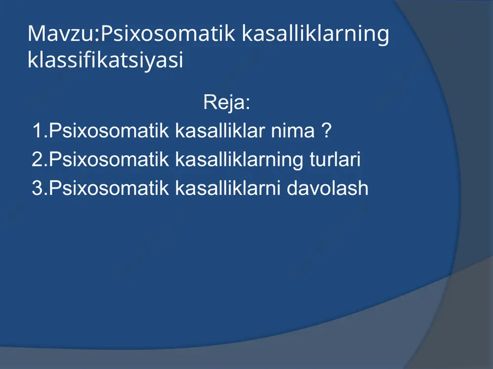 uningdek ,ushbu o'zaro ta'sirning buzilishini o'rganadigan fandir. psixosomatik kasalliklar haqida psixosomatik kasalliklar - bu organizmda stressli qo'zg'atuvchiga javob sifatida rivojlanadigan kasalliklar yoki individual belgilar. ko'pincha biz bosh og'rig'iga duch kelamiz.og'riq, bo'yin yoki bel og'rig'i. bunday kasalliklarning psixosomatikasi yashirin ma'noga ega bo'lishi mumkin, buni tushunish oson bo'lmaydi. shuningdek, konvulsiyalar, zaiflik yoki bosh aylanishi paydo bo'lishi istisno qilinmaydi. shu bilan birga, bunday holatlar jismoniy tomondan hech qanday shartlarsiz yuzaga keladi, ya'ni odamda bunday holatlarga olib kelishi mumkin bo'lgan kasalliklar mavjud emas. ko'pgina psixologlarning fikriga ko'ra, psixosomatik ko'rinishlar inson hayotiy sharoitlarga moslasha olmaganida sodir bo'ladi. ya'ni, uning asab tizimi ma'lum bir ma'lumot oqimini qabul qila olmaydi. nega stress bizni kasal qiladi stress himoya qiluvchi deyiladipotentsial xavf mavjudligi natijasida yuzaga keladigan tananing reaktsiyasi. tanadagi stress ostida, ma'lum favqulodda javob gormonlarini ishlab chiqarish sezilarli darajada oshadi, shuning uchun barcha jarayonlar sezilarli darajada tezlasha boshlaydi. insonning nafas olishi va yurak tezligi, shuningdek, buyraklar va oshqozon-ichak traktining …