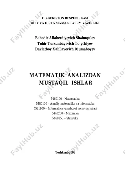 matematik analizdan mustaqil ishlar — PDF