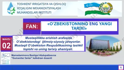 o‘zbekistonda mustaqillikka erishish jarayoni — PPTX