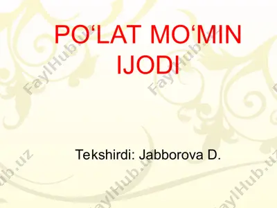 po‘lat mo‘min ijodi — PPT