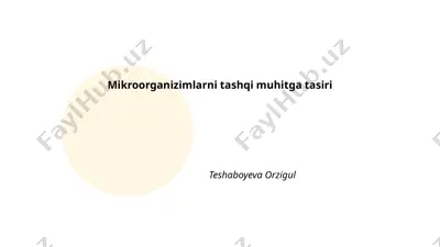 mikroorganizimlarni tashqi muhitga tasiri — PPTX