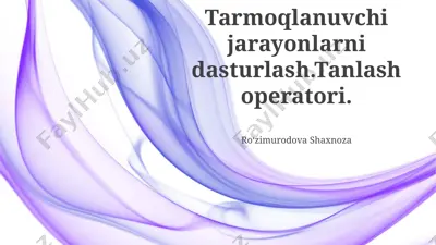 tarmoqlanuvchi jarayonlarni dasturlash. tanlash operatori — PPTX