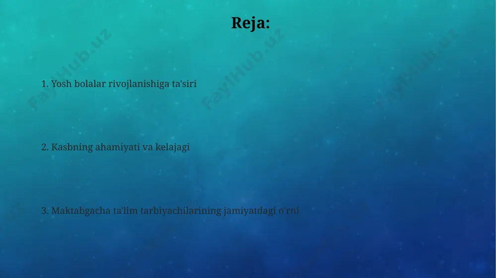on pedagogik texnologiyalar va psixologiya bo'yicha o'quv mashg'ulotlarini tashkil etish tavsiya etiladi. ijtimoiy-emotsional rivojlanishni qo'llab-quvvatlash o'yin terapiyasi, hikoya o'qish va rol o'ynash kabi strategik usullar yordamida, o'qituvchilar 3-5 yoshli bolalarda empatiya va prosocial xulq-atvorni rivojlantirishga yordam beradi, ijtimoiy ko'nikmalarini shakllantiradi. preschool o'qituvchilari bolalarning ijtimoiy-emotsional rivojlanishini qo'llab-quvvatlashda muhim rol o'ynaydi, 5 yoshgacha bo'lgan davrda o'ziga ishonch va emotsional regulyatsiyani rivojlantirishda 80% ta'sir ko'rsatadi. ijtimoiy-emotsional o'quv dasturlari va baholash vositalaridan foydalanish orqali, o'qituvchilar har bir bolaga individual yondashuvni qo'llab, 70% gacha bolalarda ijtimoiy moslashuvchanlikni oshirishi mumkin. innovatsion pedagogik texnologiyalar zamonaviy texnologiyalar, jumladan, 3d printerlar va virtual reallik vositalari, bolalar uchun 20 dan ortiq yangi o'quv imkoniyatlarini yaratishga yordam beradi va ularning faol ishtirokini ta’minlaydi. innovatsion pedagogik texnologiyalar qo'llanilishi natijasida bolalar o'rtasida hamkorlik va muloqot ko'nikmalari 30% ga oshadi, bu esa ijtimoiy moslashuvchanlikni yaxshilaydi. maktabgacha ta’lim muassasalarida innovatsion pedagogik texnologiyalar, masalan, interfaol o'yinlar va stem (science, technology, engineering, mathematics) yondashuvlari 5-7 yoshli bolalarning …