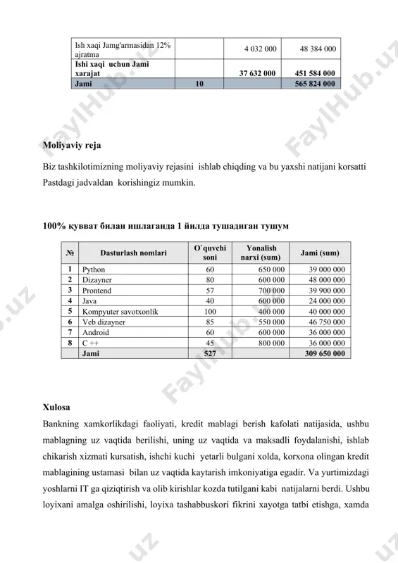 dasturlash o`quv markazini tashkil qilish - Page 5
