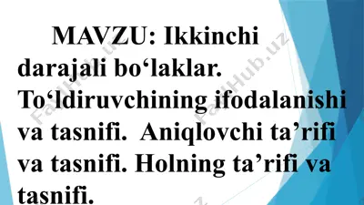 ikkinchi darajali bo‘laklar — PPTX