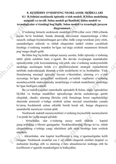 r.solouni neoklassik iqtisodiy o‘sish modeli — DOCX