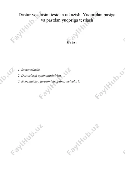 dastur vositasini testdan utkazish. yuqoridan pastga va pastdan yuqoriga testlash — DOC