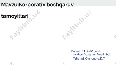 korporativ boshqaruv tamoyillari — PPTX