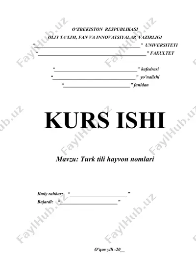 turk tili hayvon nomlari — DOCX