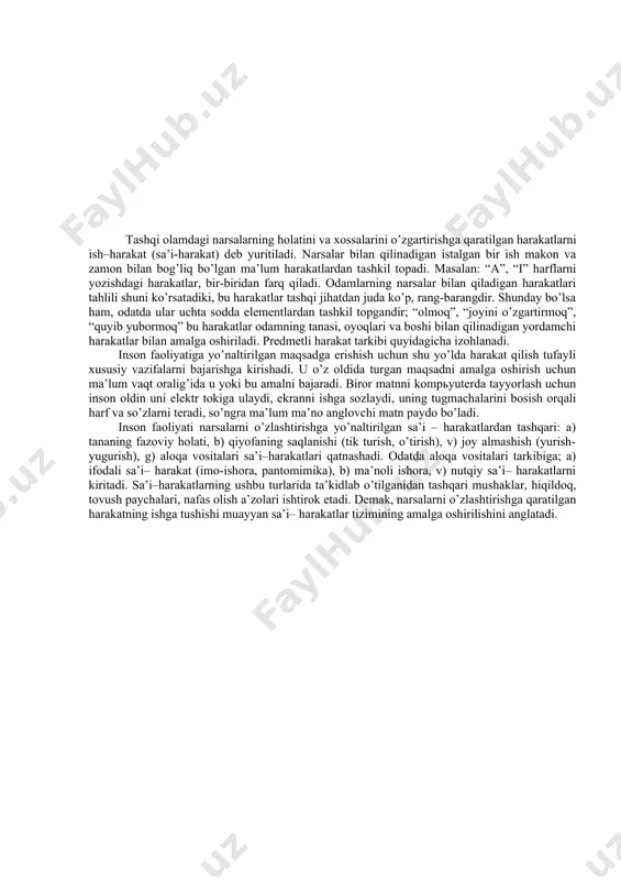 oliyat ma’nosida qo’llagan. psixofiziologiyada faoliyat faollikni fiziologik ma’nosi sifatida talqin qilingan bo’lsa, ish, mehnat faoliyati, “mehnat faolligi” mazmunida qo’llaniladi. ijtimoiy psixologiyada “faoliyat – faollik – ish – mehnat”, “faoliyat - xulq”, “mehnat – xulq, faoliyat” ko’rinishlari juftligi uchrab turadi. s.l.rubinshteyn ong va faoliyat birligi tamoyilini ilgari surib, uni atroflicha asoslab berib, faoliyat psixologiyasini yaratish zarurligini tushuntira oldi. uningcha, mehnat psixologik emas, balki “ijtimoiy kategoriya”, psixologiya esa “mehnat faoliyatining psixologik jabhalarini” tadqiq etadi. a.n.leontev faoliyatning psixologik nazariyasini yaratib, uning asosiy tushunchasi sifatida “predmetli faoliyat” so’z birikmasini fanga olib kirdi. muallif tomonidan “odamning hissiy amaliy faoliyati” so’z birikmasi “ijtimoiy inson” sifatida talqin etiladi. uning asarlarida “faoliyat”, “xulq” tushunchalari har xil mazmunda ishlatiladi, jumladan “teskari aloqalar vositasida xulqni boshqarish”, “faoliyatning halqali tuzilishi”, “faoliyatni boshqarish”, “qo’lning tuyush faoliyati”, “pertseptiv faoliyat”, “retseptor va effektor” apparatlarining hamkorlik faoliyati kabilar. b.g.ananьev faoliyat psixologiyasini faollik psixologiyasi ma’nosida tushunadi. uning fikricha bilish va muomala faoliyatning birlamchi ko’rinishidir. tadqiqotchi “inson …