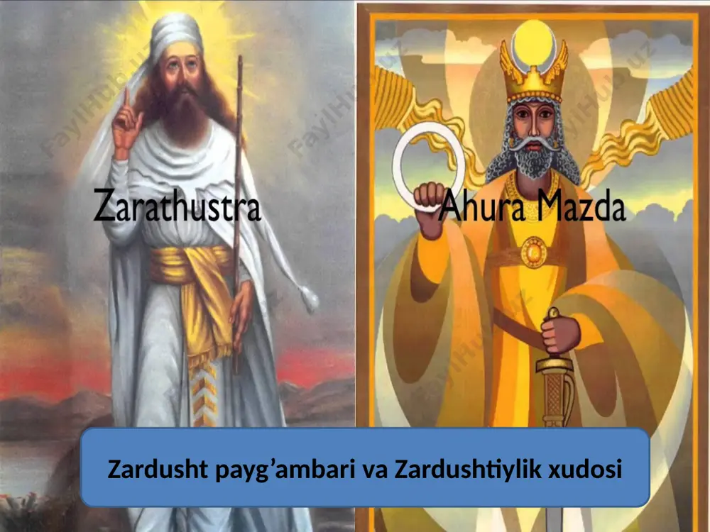 s sopol tobutchalar – ossuariylar(suyakdon)da dafn etishgan. suyakdon eronning yazd viloyatida joylashgan hozirgi davr zardushtiylarining ossuariylari. . hozirda ham zardushtiylik diniga e’tiqot qiluvchilar mavjud bo’lib,ular,asosan, eronning yazd viloyatida istiqomat qiladilar. zardushtiylar bosqinchilik,talon-taroj va turar joylarni vayron qilish kabi harakatlarni og’ir jinoyat deb hisoblagan.o’g’rilik va qarzdorlikni “avesto” gunoh deb hisoblagan. mehnat yuksak ehtirom bilan qadrlangan. yosh bolalarga bilim berib,birorta hunarga o’rgatish qadrlangan,negaki “o’qish – ko’zning nuri” deb uqtirilgan. biz quyoshni madh etmiz, bezavol nurni. uchqur uning tulporlari, qachon quyosh nur taratadir, qachon ilitadir quyosh. quyosh madhi darsni mustahkamlash maqsadida “kimni daraxti tez gullaydi” metodidan foydalanish mumkin.bunda o’quvchilar ikki guruhga bo’linib,daraxt barglariga eslab qolgan ma’lumotlarini yozib chiqadi.qaysi guruhning yozilgan barglari ko’p bo’lsa,anashu guruh g’olib bo’ladi. e’tiboringiz uchun rahmat image1.jpeg image2.jpeg image3.jpeg image4.jpeg image5.jpeg image6.jpeg image7.jpeg image8.jpeg image9.jpeg image10.jpeg image11.jpeg image12.jpeg image13.jpeg image14.jpeg image15.jpeg /docprops/thumbnail.jpeg