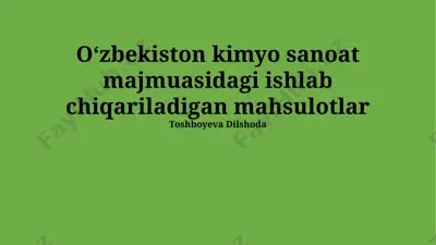 kimyoviy tolalar va polimerlar — PPTX