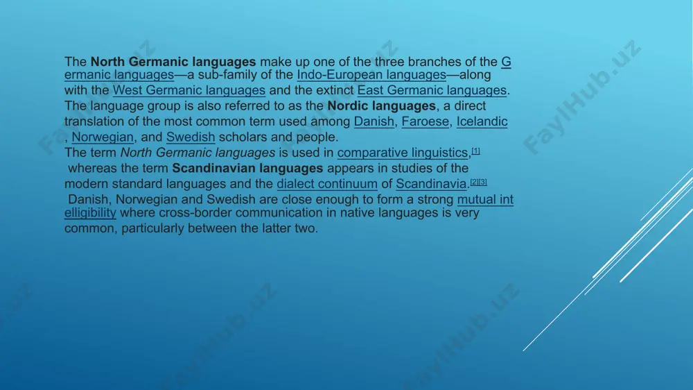 est germanic *geba > ohg geba, oe giefe (unstressed a > e) vs. gothic gibōs. the development of i-umlaut. after the old norse period, the north germanic languages developed into an east scandinavian branch, consisting of danish and swedish; and, secondly, a west scandinavian branch, consisting of norwegian, faroese and icelandic and, thirdly, an old gutnish branch.[11] norwegian settlers brought old west norse to iceland and the faroe islands around 800. of the modern scandinavian languages, written icelandic is closest to this ancient language.[12] an additional language, known as norn, developed on orkney and shetland after vikings had settled there around 800, but this language became extinct around 1700.[4] in medieval times, speakers of all the scandinavian languages could understand one another to a significant degree, and it was often referred to as a single language, called the "danish tongue" until the 13th century by some in sweden[12] and iceland.[13] …