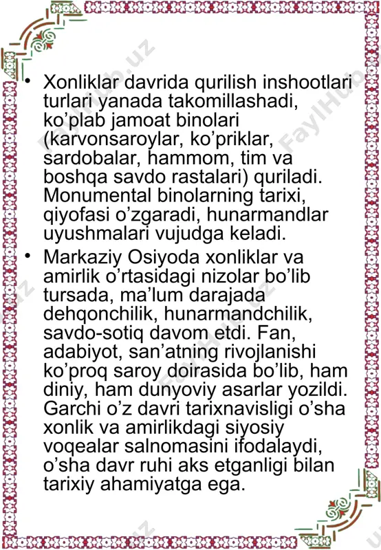 xonliklar davrida madaniy hayot - Page 2
