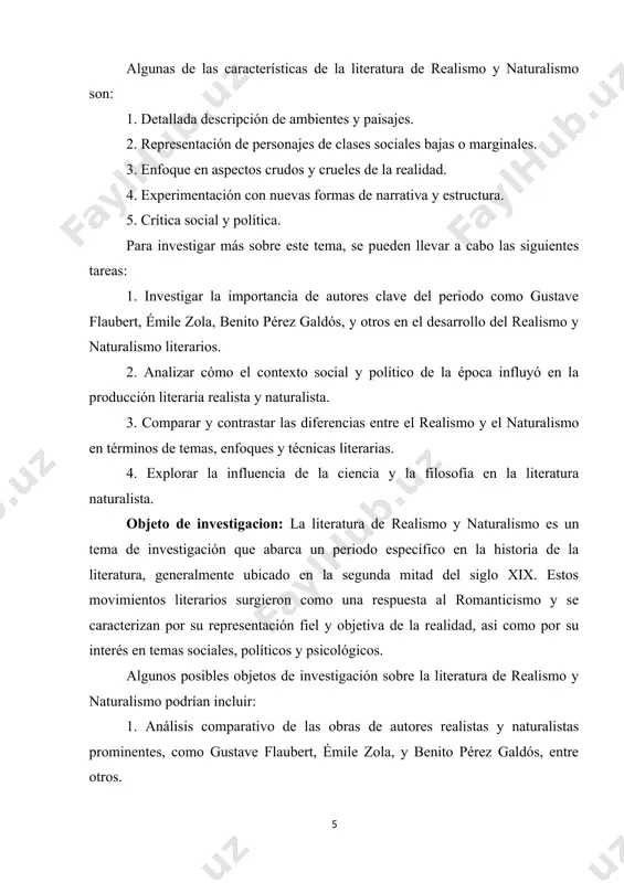trialización, la urbanización y los movimientos sociales de la época. 4. examen de la representación de temas como la clase social, la moralidad, la sexualidad y el determinismo en las obras realistas y naturalistas. 5. análisis de la recepción crítica y la influencia de la literatura de realismo y naturalismo en la literatura posterior y en otras artes, como el cine y la pintura. metodologia de investigacion: la metodología de investigación para estudiar la literatura de realismo y naturalismo puede variar dependiendo de los objetivos específicos de la investigación, pero aquí se presentan algunas pautas generales que podrían utilizarse: 1. revisión bibliográfica: comenzar por realizar una exhaustiva revisión de la literatura existente sobre el realismo y el naturalismo en la literatura. esto incluye la lectura de obras clave de autores realistas y naturalistas, así como estudios críticos y teóricos sobre este período literario. 2. definición de objetivos y preguntas de …