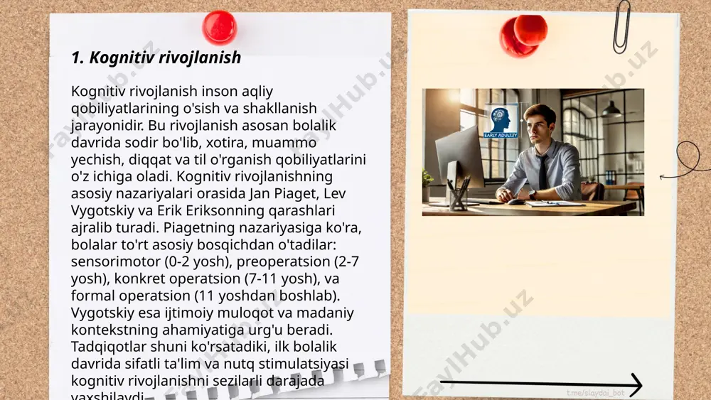 i o'rtasida ijtimoiy tengsizlik va noaniqlik sharoitida bu moslashuv qobiliyati yanada muhimroq bo'lib, inson rivojlanish indeksi (hdi) ko'ra 2022-yilda eng yuqori ko'rsatkich norvegiyaga tegishli edi — 0.961. bu kabi raqamlar ijtimoiy moslashuvning global miqyosda qanchalik zarurligini ko'rsatadi. erta yetuklik davriga xos psixologik xususiyatlar karimova bekzoda e'tiboringiz uchun raxmat! image1.png image2.png image3.png image4.jpg image5.png image6.jpg /docprops/thumbnail.jpeg