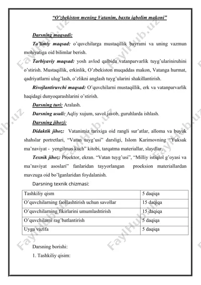 “o’zbekiston mening vatanim, baxtu iqbolim makoni” — DOC