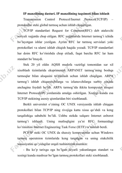 ip manzilining dasturi — DOC