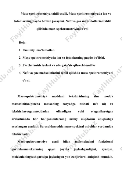 mass-spektrometriya tahlil usullari — DOC